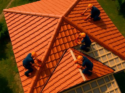 Монтаж трёхскатной крыши